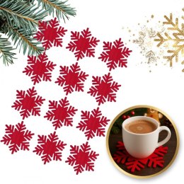 Świąteczna podkładka na stół 13 cm ażurowa ŚNIEŻYNKA - zestaw 12 szt. MP54