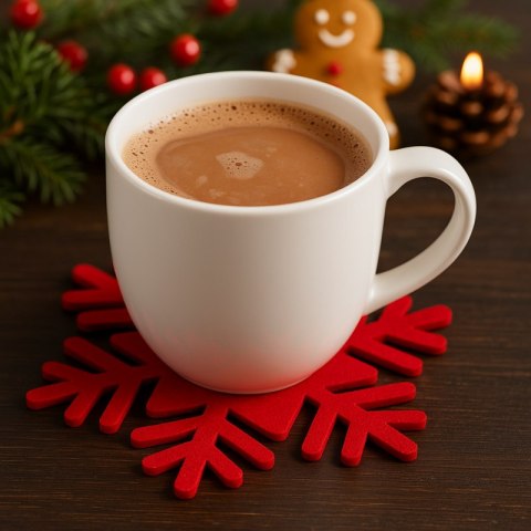 Świąteczna podkładka na stół 13 cm ażurowa ŚNIEŻYNKA - zestaw 12 szt. MP54