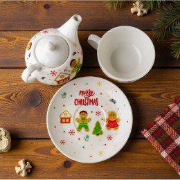 ZESTAW ŚWIĄTECZNY - dzbanek z filiżanką i talerzykiem w ozdobnym pudełku KB26