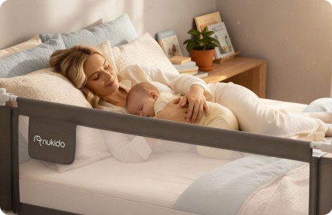 Barierka ochronna do łóżka zabezpieczająca bramka blokada180 cm Nukido NK-227 szara