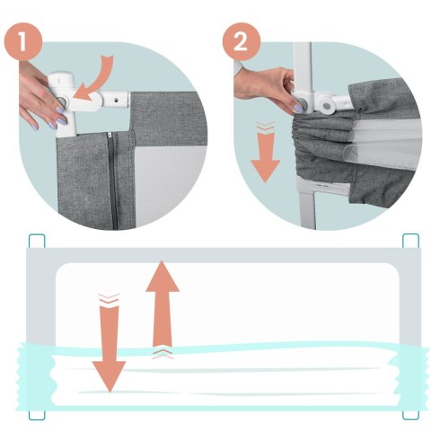 Barierka ochronna do łóżka zabezpieczająca bramka blokada180 cm Nukido NK-227 szara