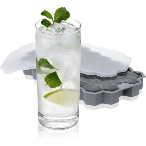 Foremki silikonowe do kostek lodów 37 ośmiokątnych kostek, szary FNL03