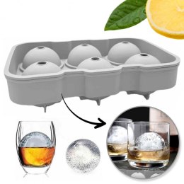Foremki silikonowe do kostek lodów, na 6 dużych kulek lodu, szary FNL01