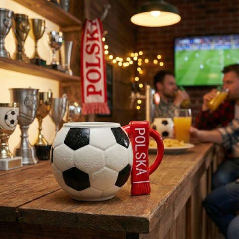 Kubek piłka z szalikiem - Polska - prezent dla piłkarza - XXL 700 ml