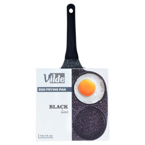 Patelnia granitowa do jajek sadzonych placków pancakes 4 otwory BLACK LINE 19x19 cm VILDE 199054