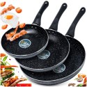 Zestaw patelni granitowy BLACK LINE 3 szt. 20 / 24 / 28 cm VILDE 199057