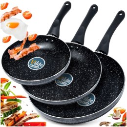 Zestaw patelni granitowy BLACK LINE 3 szt. 20 / 24 / 28 cm VILDE 199057
