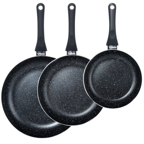 Zestaw patelni granitowy BLACK LINE 3 szt. 20 / 24 / 28 cm VILDE 199057
