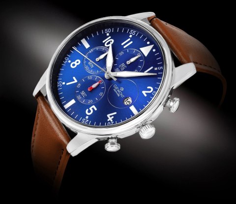 Zegarek Męski Giewont Chronograph Sapphire Brązowo Niebieski GW5630-A6