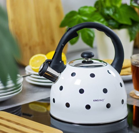 CZAJNIK EMALIOWANY W GROSZKI KiNGHOFF 2.6L KH-1053