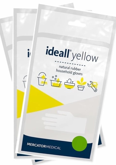Rękawice Gospodarcze Lateksowe / Żółte / Ideall Yellow - 120 par (XL 9-10) MERCATOR