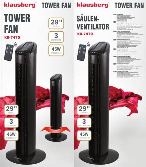 WENTYLATOR KOLUMNOWY PODŁOGOWY Z PILOTEM KLAUSBERG KB-7470