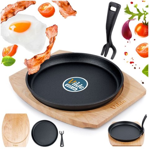 Patelnia do serwowania żeliwna z deską CAST LINE 22 cm VILDE 199072