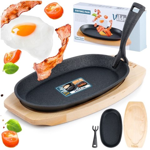 Patelnia do serwowania żeliwna z deską CAST LINE 24x14 cm VILDE 199071