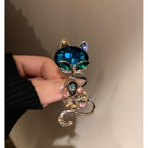 Broszka ozdobna kryształki KOTEK BZ173