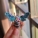 Broszka ozdobna kryształki turkusowy chrabąszcz kwiaty BZ189