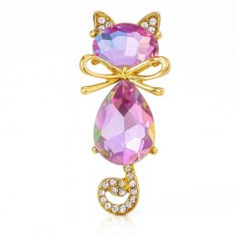 Broszka ozdobna kryształkowy kotek BZ220
