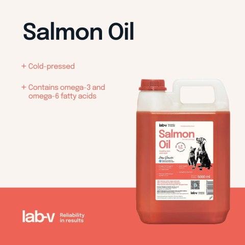 Lab-V Olej Z Łososia 100% Dla Psa I Kota W Każdym Wieku 5000ml Tłoczony Na Zimno