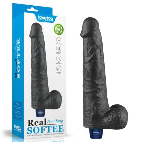 10.5" REAL SOFTEE Rechargeable TPE Vibrating Dildo(Black)