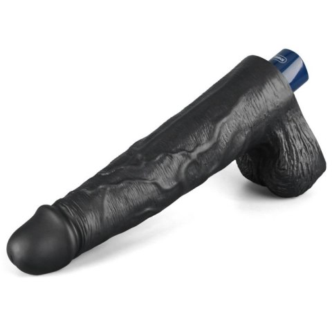10" REAL SOFTEE Rechargeable TPE Vibrating Dildo(Black)