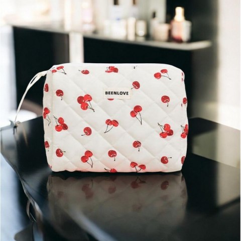 Kosmetyczka damska pikowana w wisienki 19 x 24 x 7cm KS124