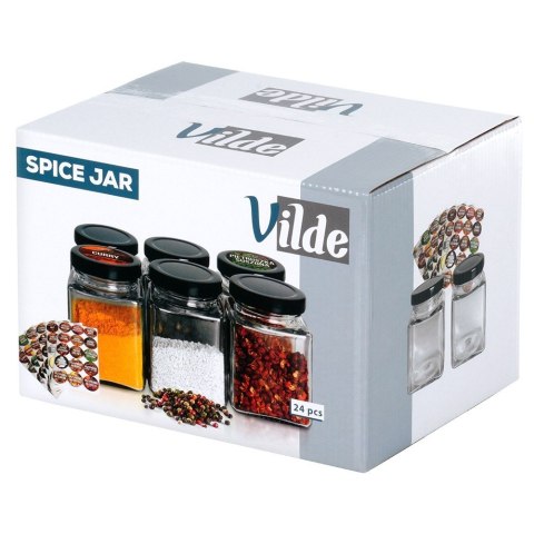 Pojemniki na przyprawy 24 szt 100ml pojemnik szklany + 90 etykiety VILDE 229193