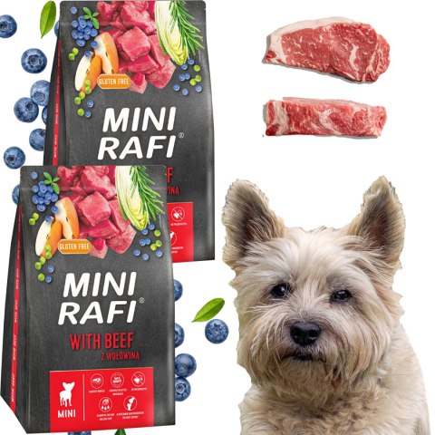 Sucha Karma Dla Psa RAFI MINI Adult z Wołowiną 3 kg - 2 szt. RAFI