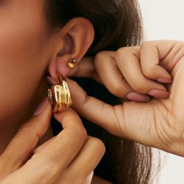 Kolczyki wiszące, efektowne metalowe krople złote K1720