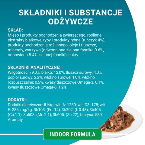 Purina One Indoor Formula Karma Dla Kota Z Tuńczykiem I Zieloną Fasolką 85g