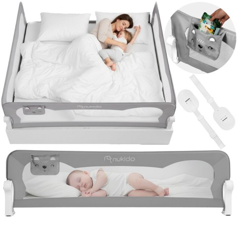 Barierka ochronna do łóżka zabezpieczająca bramka blokada 200 cm Nukido szara