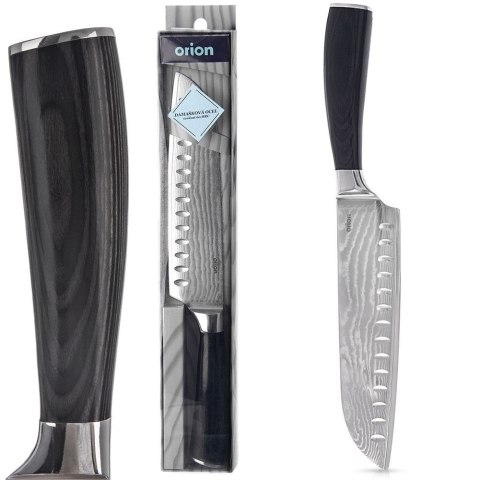 NÓŻ KUCHENNY SANTOKU STALOWY POJEDYŃCZY DAMASCUS 31CM ORION 831176