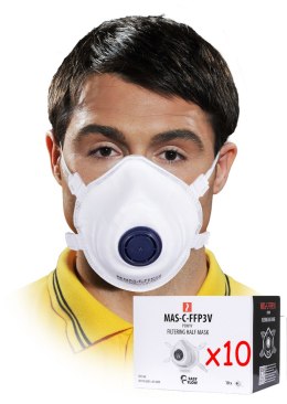Półmaska filtrująca z zaworkiem MAS-C-FFP3V - 10 sztuk REIS