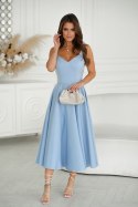 244-08 Sukienka Midi Na Ramiączkach - Baby blue