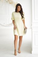 326-14 Elegancka Sukienka A-Line Z Podszewką I Ozdobnymi Rękawami - żółty