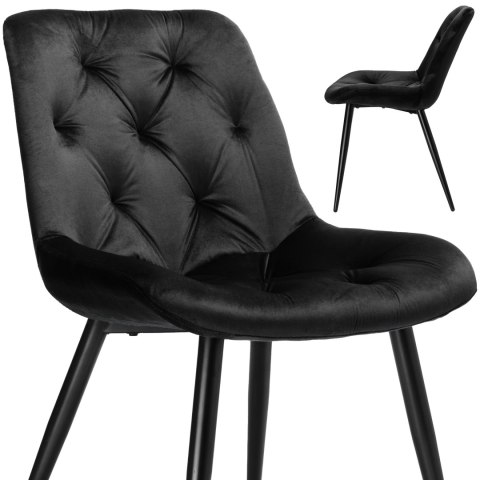KRZESŁO ELIOT VELVET TAPICEROWANE CZARNY AKSAMIT