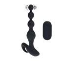 Remote Control Beaded Vibrating Silicone Anal Plug - Black