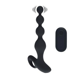 Remote Control Beaded Vibrating Silicone Anal Plug - Black