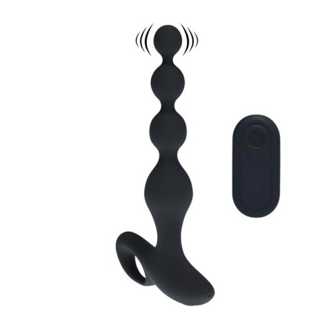 Remote Control Beaded Vibrating Silicone Anal Plug - Black