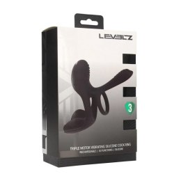 Triple Motor Vibrating Silicone Cockring - Black