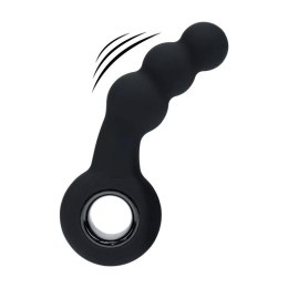 Vibrating Beaded Silicone Prostate Massager with Loop - Black