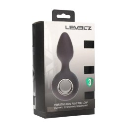 Vibrating Silicone Anal Plug with Loop - Black