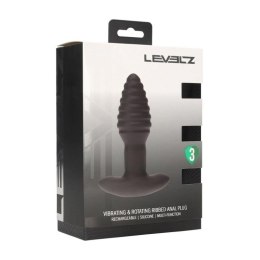 Vibrating and Rotating Ribbed Silicone Anal Plug - Black