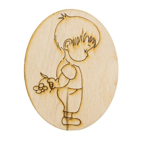Ozd. drewniana owal chłopiec ECODECO