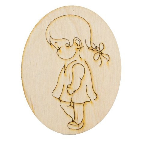 Ozd. drewniana owal dziewczyna ECODECO