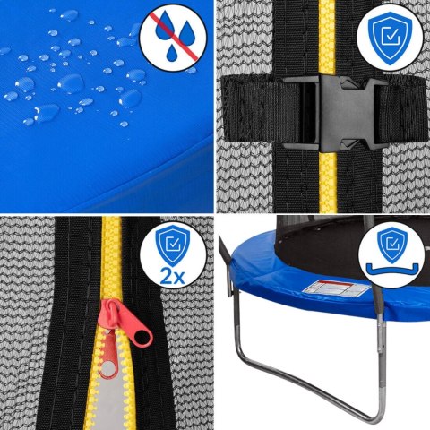 TRAMPOLINA Z SIATKĄ I DRAB INKĄ HENZEN 244 CM NIEB IESKA FT 8