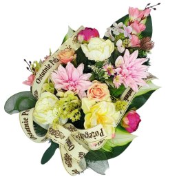 DUŻA WIĄZANKA NA POGRZEB KWIATY Z DOWOLNYM NAPISEM NA SZARFIE