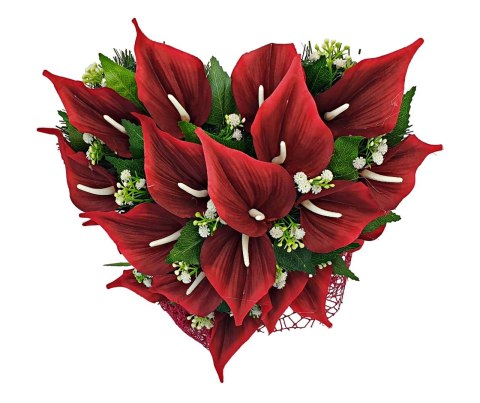 STROIK NA POMNIK CZERWONE SERCE KALIE KOMPOZYCJA NA GRÓB