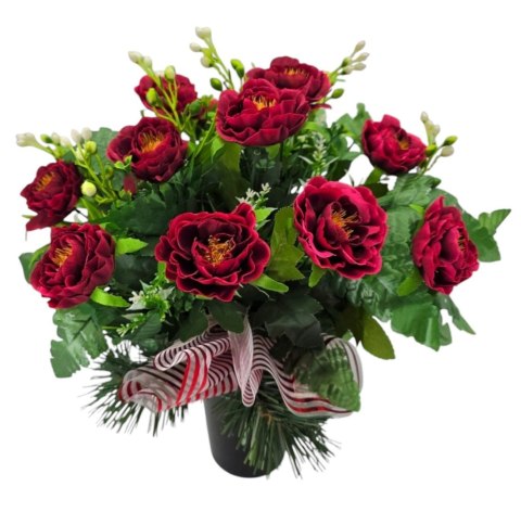 BUKIET NA CMENTARZ KOMPOZYCJA KWIATOWA DO FLAKONU NA GRÓB