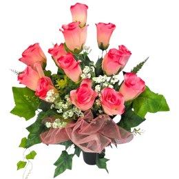 BUKIET RÓŻ WKŁAD DO WAZONU FLAKONU NA POMNIK CMENTARZ SZTUCZNE KWIATY