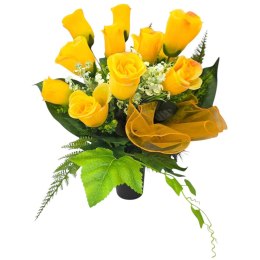 BUKIET RÓŻ WKŁAD DO WAZONU FLAKONU NA POMNIK CMENTARZ SZTUCZNE KWIATY